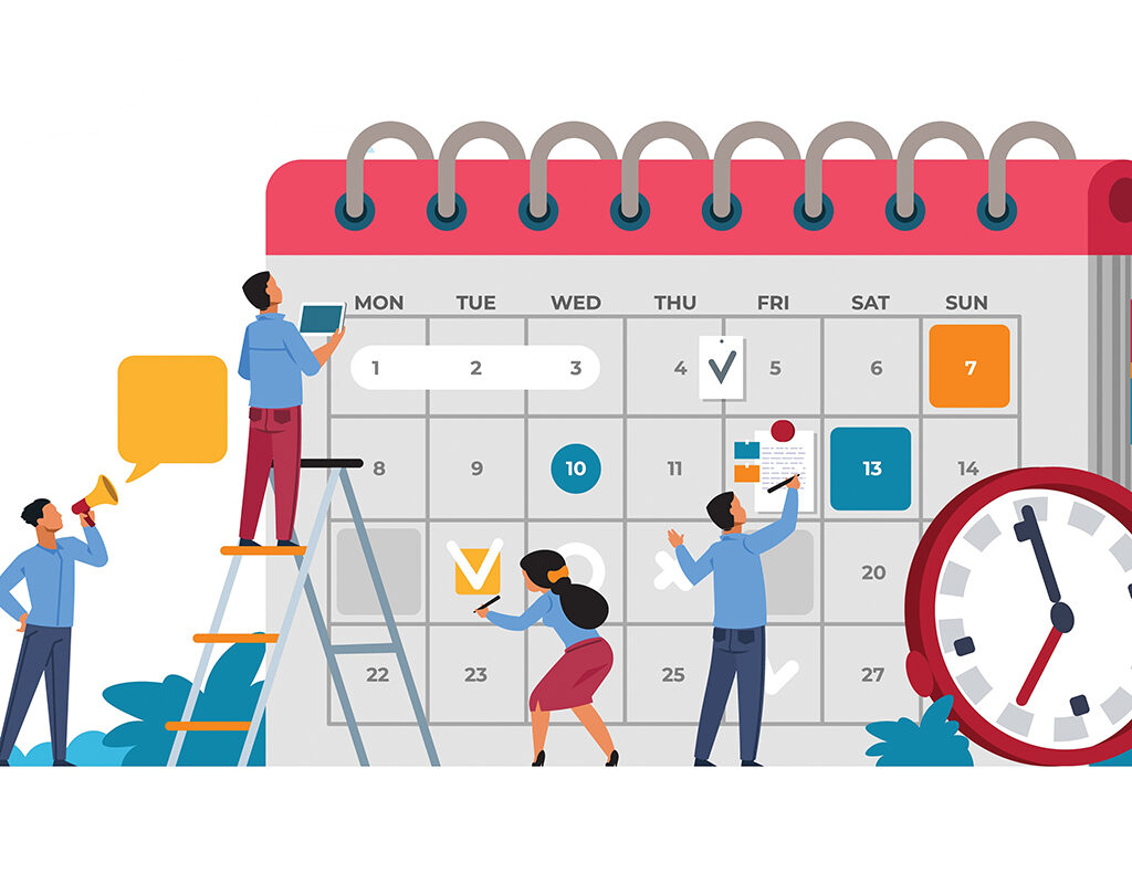 people planning concept. entrepreneurship and calendar schedule planning. vector business meeting and events organizing